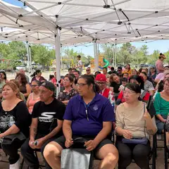 Francisco Bribiescas en actividad de trabajo en territorio